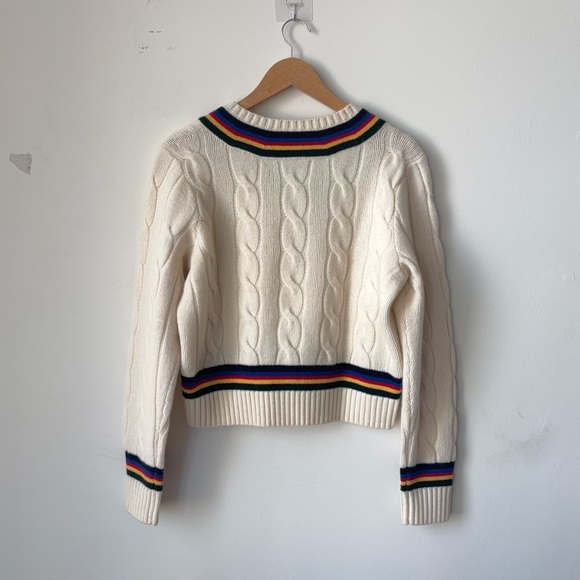 Polo Ralph Lauren Wool Cashmere Cricket Sweater Size L Tennis Chunky Cable Knit - Picture 9 of 11